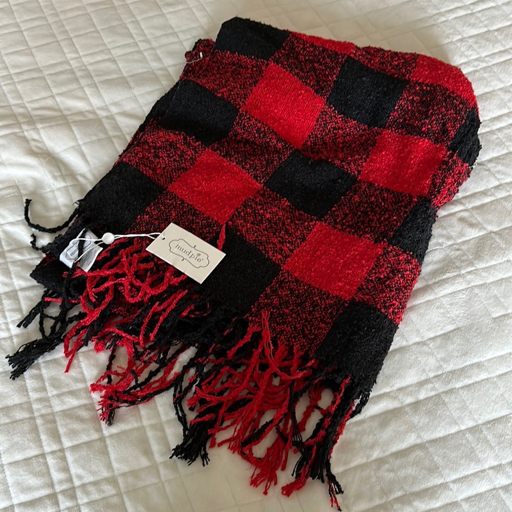 Mud pie buffalo plaid shaw with arm holes . Never worn with tags